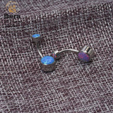 G23 Titanium Opal Belly Button Piercing Ring 14G