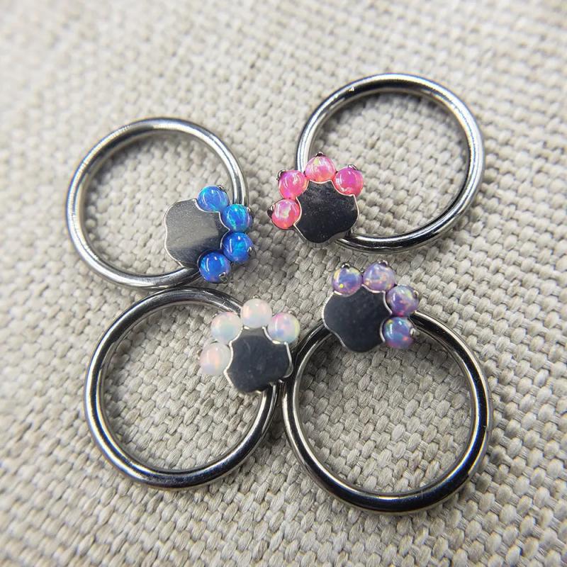 16G Opal Cat Palm Nose Nipple Daith Piercing Ring