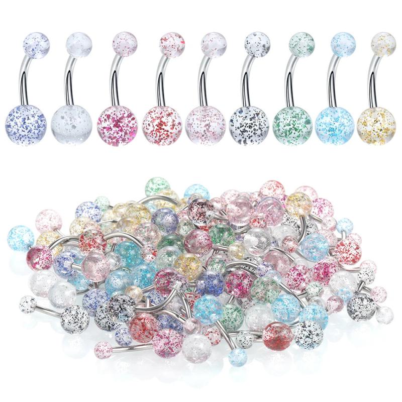 90Pcs Colorful Acrylic Belly Bars Body Piercing Jewelry