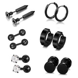 6 Pairs Men Earrings Set CZ Tragus Cartilage Bo
