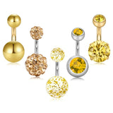 5 Pcs Stainless Steel Dangle Belly Button Rings Ball Navel Piercing Jewelry