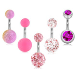 5 Pcs Stainless Steel Dangle Belly Button Rings Ball Navel Piercing Jewelry