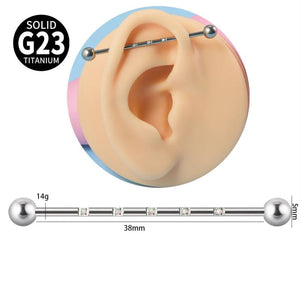 16G G23 Titanium Opal Industrial Barbell Earrings 38mm Straight Bar