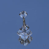 14G ASTM F136 Titanium Navel Belly Button Ring Crystal Piercing