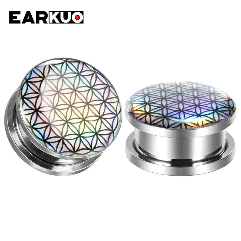 EARKUO Geometric Graph Eyeball Ear Tunnels Body Piercing