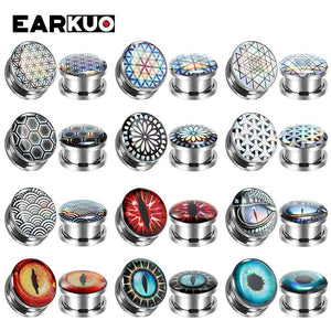 EARKUO Geometric Graph Eyeball Ear Tunnels Body Piercing