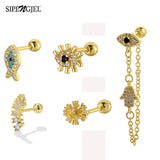 Evil Eye Stainless Steel Ear Stud Earrings Set for Women