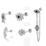 Evil Eye Stainless Steel Ear Stud Earrings Set for Women