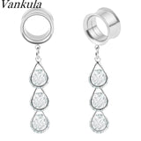 Vankula 2pcs Stainless Steel Ear Plugs Piercing Gauges Tunnels Body Jewelry