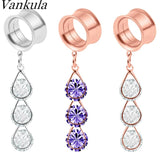 Vankula 2pcs Stainless Steel Ear Plugs Piercing Gauges Tunnels Body Jewelry