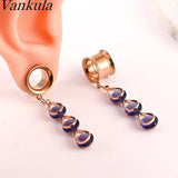 Vankula 2pcs Stainless Steel Ear Plugs Piercing Gauges Tunnels Body Jewelry