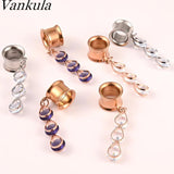 Vankula 2pcs Stainless Steel Ear Plugs Piercing Gauges Tunnels Body Jewelry