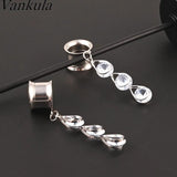 Vankula 2pcs Stainless Steel Ear Plugs Piercing Gauges Tunnels Body Jewelry