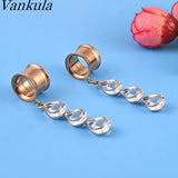 Vankula 2pcs Stainless Steel Ear Plugs Piercing Gauges Tunnels Body Jewelry