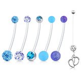 Maternity Flexible Belly Button Rings Navel Retainer 14G 1&1/2 Inch