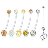 Maternity Flexible Belly Button Rings Navel Retainer 14G 1&1/2 Inch