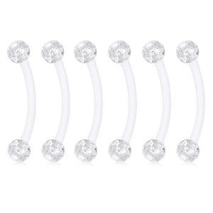 18mm Maternity Bioplast Long Belly Button Rings Set of 6