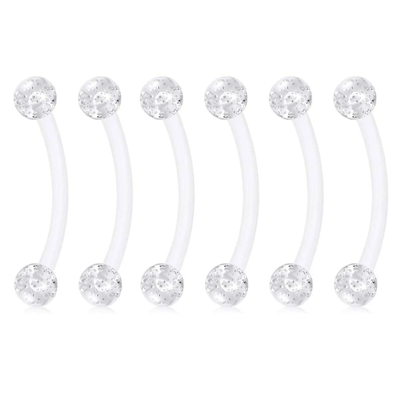18mm Maternity Bioplast Long Belly Button Rings Set of 6