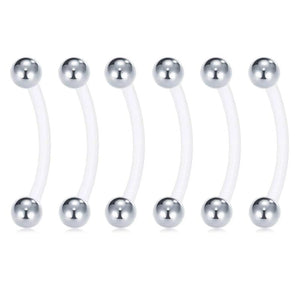 18mm Maternity Bioplast Long Belly Button Rings Set of 6