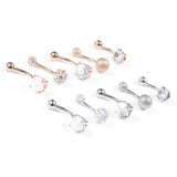 5 Pcs/Set Clear Zircon Gem Belly Button Rings