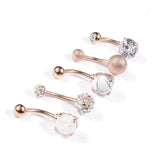 5 Pcs/Set Clear Zircon Gem Belly Button Rings