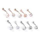 5 Pcs/Set Clear Zircon Gem Belly Button Rings