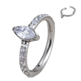 Titanium CZ Pave Center Hinged Hoop Nose Ring