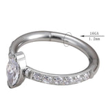 Titanium CZ Pave Center Hinged Hoop Nose Ring