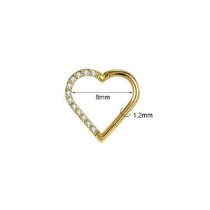 16G G23 Titanium Heart Septum Ring Zircon Nose Piercing