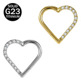 16G G23 Titanium Heart Septum Ring Zircon Nose Piercing