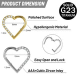 16G G23 Titanium Heart Septum Ring Zircon Nose Piercing