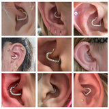 16G G23 Titanium Heart Septum Ring Zircon Nose Piercing