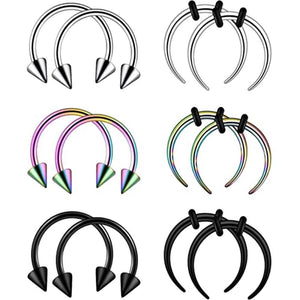 12pcs Septum Cartilage Hoop Lip Ring Silver 8mm/10mm/12mm