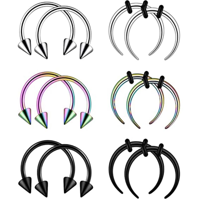 12pcs Septum Cartilage Hoop Lip Ring Silver 8mm/10mm/12mm