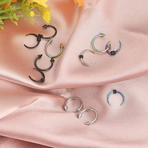 12pcs Septum Cartilage Hoop Lip Ring Silver 8mm/10mm/12mm