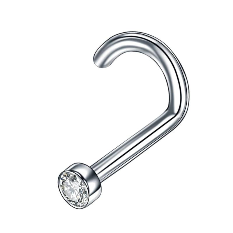 10pcs Titanium CZ Zircon Nose Stud Nostril Piercing L Shape Nose Bone Stud