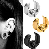 Skull Saddle Plugs Tunnels Stainless Steel Hypoallergenic Earrings