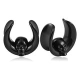 Skull Saddle Plugs Tunnels Stainless Steel Hypoallergenic Earrings