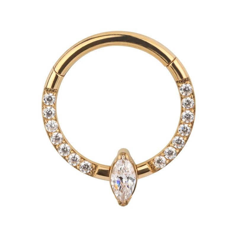 G23 Titanium CZ Pave Hinged Segment Hoop Nose Ring