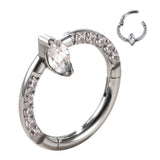 G23 Titanium CZ Pave Hinged Segment Hoop Nose Ring