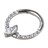 G23 Titanium CZ Pave Hinged Segment Hoop Nose Ring