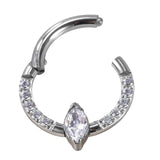 G23 Titanium CZ Pave Hinged Segment Hoop Nose Ring