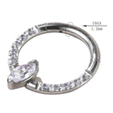 G23 Titanium CZ Pave Hinged Segment Hoop Nose Ring