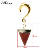 Stone Dangle Hook Ear Weights Stainless Steel Ear Plugs