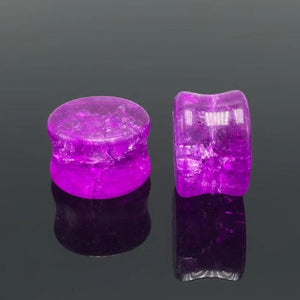 2pcs Light Purple Glass Ear Plugs & Flesh Tunnels 8-14mm Body Piercing Jewelry