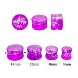 2pcs Light Purple Glass Ear Plugs & Flesh Tunnels 8-14mm Body Piercing Jewelry