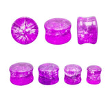 2pcs Light Purple Glass Ear Plugs & Flesh Tunnels 8-14mm Body Piercing Jewelry