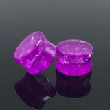 2pcs Light Purple Glass Ear Plugs & Flesh Tunnels 8-14mm Body Piercing Jewelry
