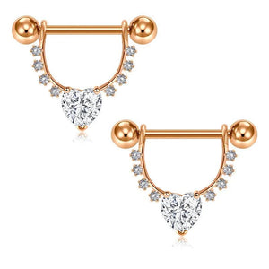 Surgical Steel Nipple Barbell with CZ Pendant D-Rings