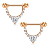 Surgical Steel Nipple Barbell with CZ Pendant D-Rings